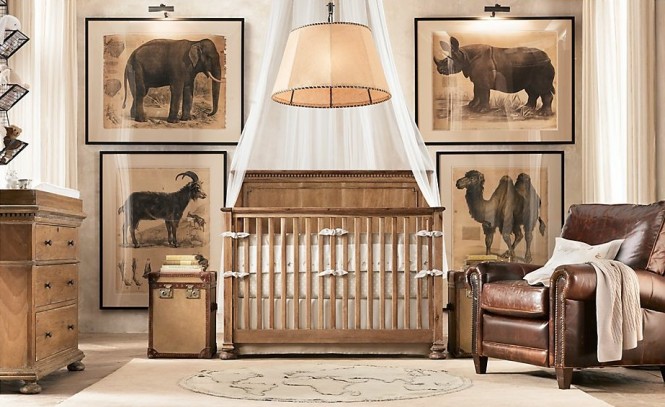 Looking for an animal theme? Consider a traditional safari style; detailed posters are not only more educational but won't date as quickly as a cutesy cartoon mural as your child grows and matures.