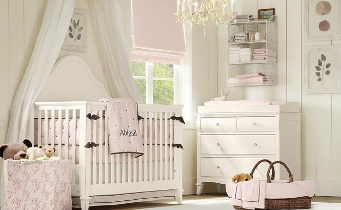 White baby pink baby room