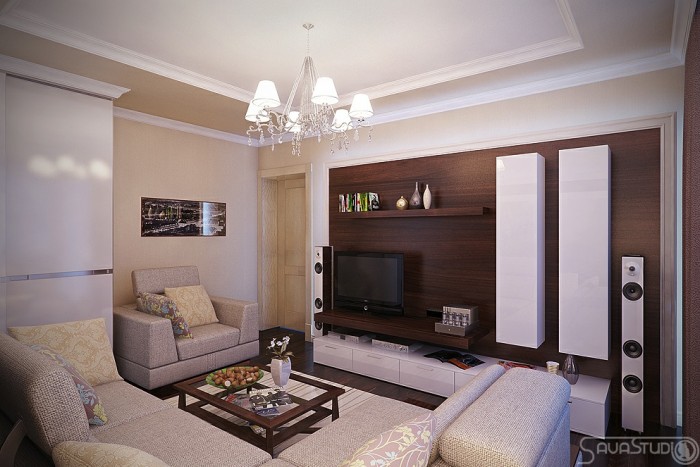Cream living room colored accents