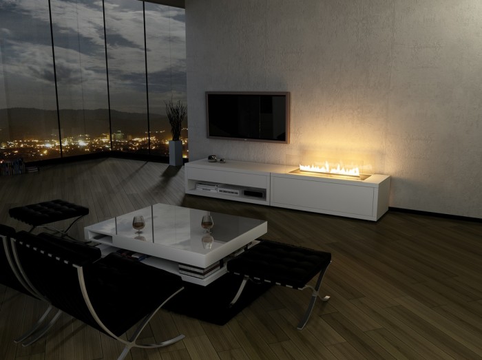 Open sided fireplace