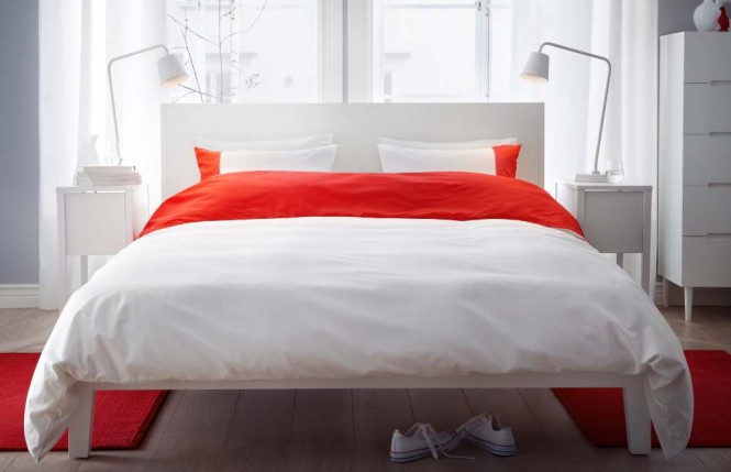 Red white bedroom