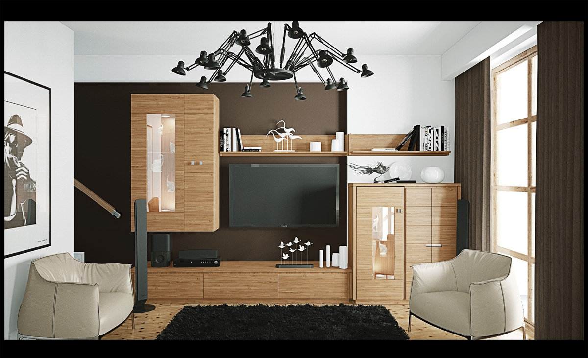 Brown White Black Lounge Interior Design Ideas