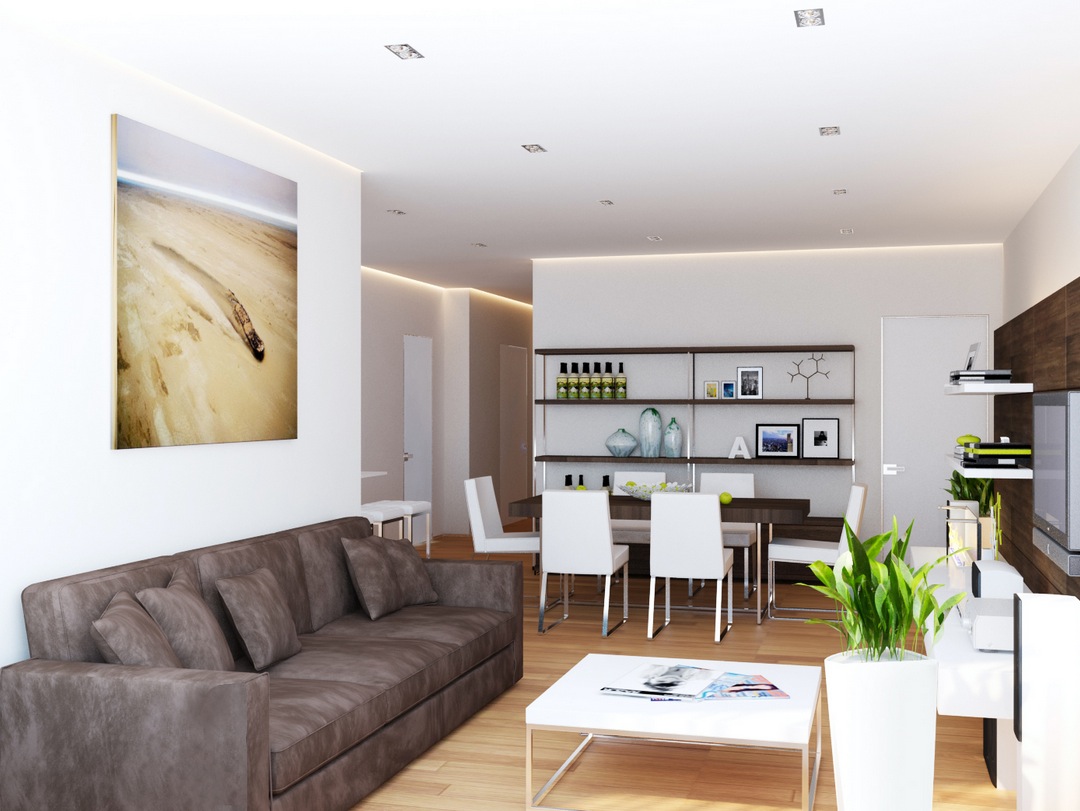 Brown White Living Room Interior Design Ideas