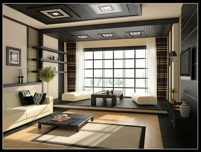 Cream black living room decor