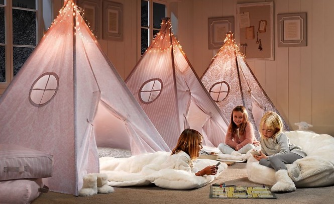 An adorable take on the sleepover trundles these mini teepees provide the perfect place for late night chatting and games.
