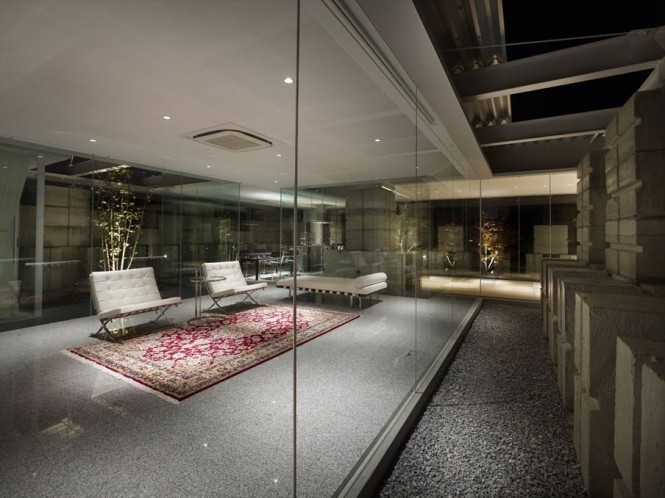 Glass walled living room