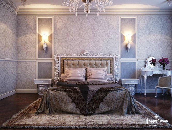 By IrenaA slightly gothic styled bedspread adds depth to this light, lace inspired room, filled with intricate home accessories.