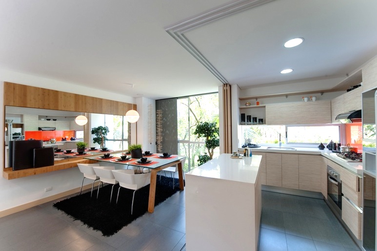 Orange white kitchen diner | Interior Design Ideas