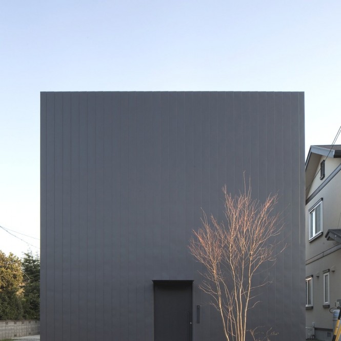 A married couple with three children inhabits the modern Japanese house that from the outside appears as a black cube, with an outer wall that screens the interior from the outside world completely. Once the door is opened, the warm yellow of larch plywood invites you in, and opens up before you like an ant's nest.