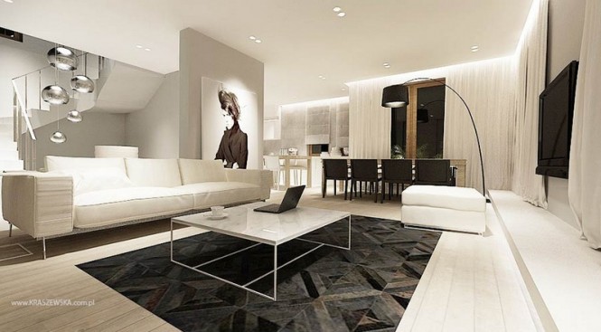 Modern monochrome living room decor
