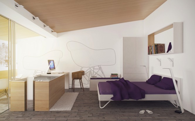 Purple white bedroom