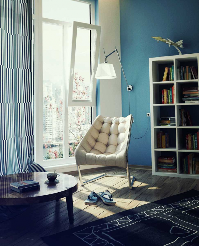 Via K-KvadratIf you have a small corner to dedicate, a comfortable chair by a bookcase is the obvious solution, but don't forget the overhead task lighting to prevent eyestrain.