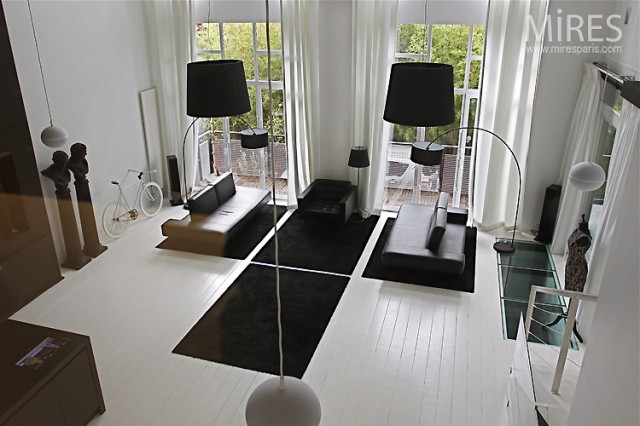 Black white living room