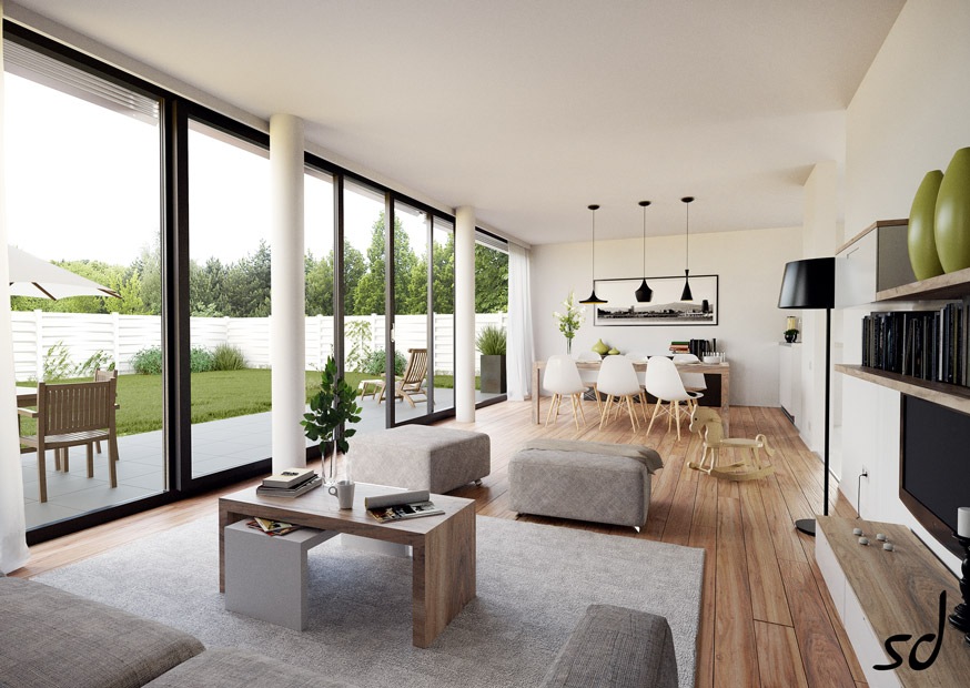 living with floor to ceiling windows | Interior Design Ideas