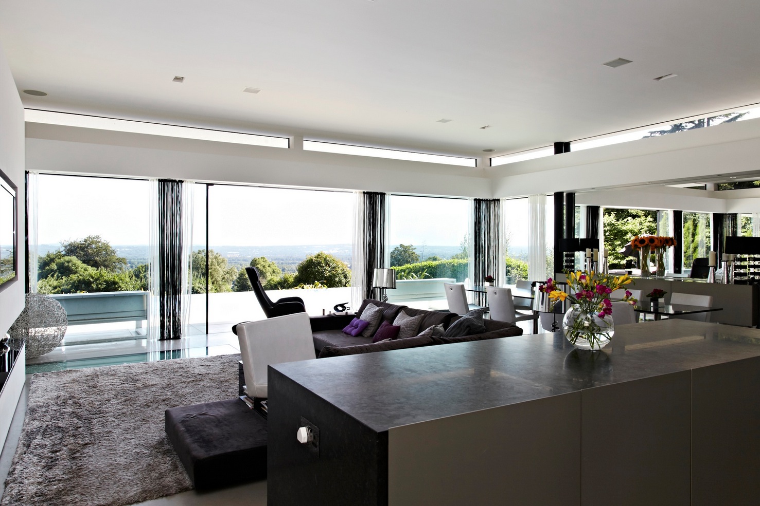 glass wall living room | interior design ideas.