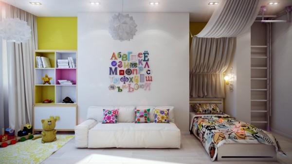 Color doesn't have to overwhelm a child's room, small pops can make a beautiful crisp impact.