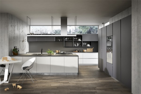 Gray white kitchen