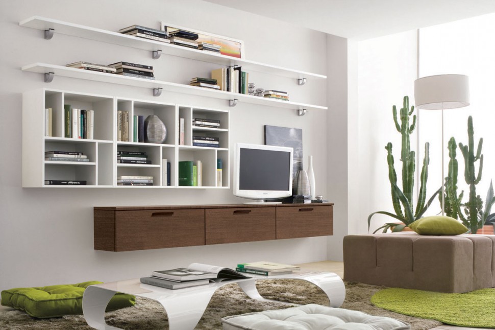 Simple Contemporary Wall Units For Living Room for Small Space
