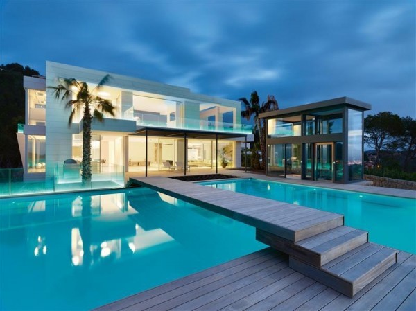modern home with pool