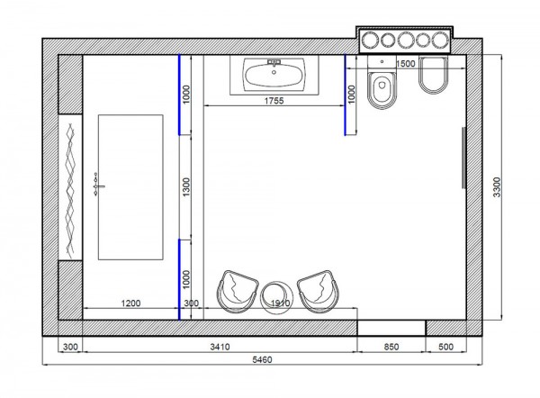 Glamorous bathroom layout plan