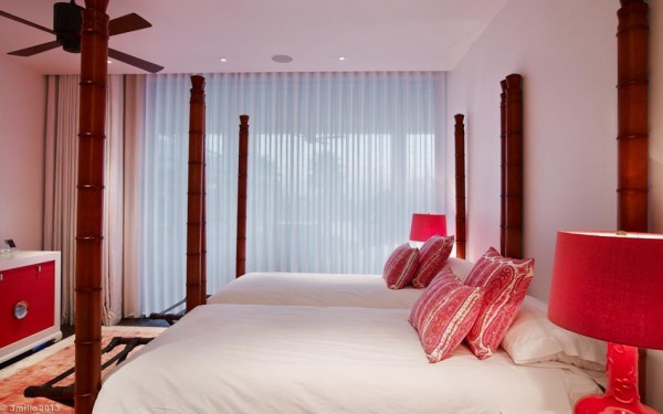 Red white bedroom scheme