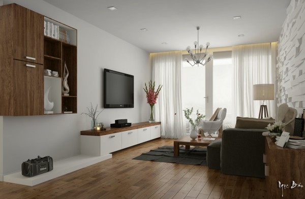 White walnut living room