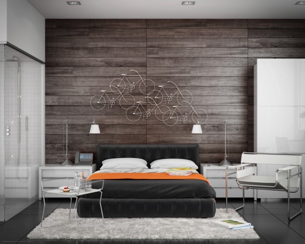 Wood paneling is a simple but effective approach to a feature wall.