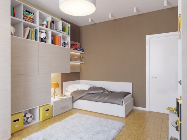 This kids room benefits from oodles of storage space, keeping all of the clutter at bay.
