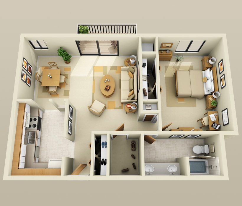 1 Bedroom Apartment/House Plans | smiuchin