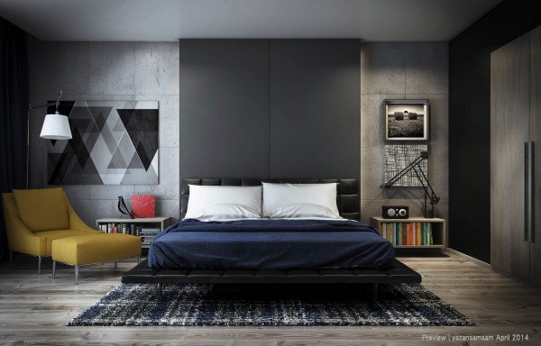 It is not easy to pull off black in the bedroom but this would be one way to do it.