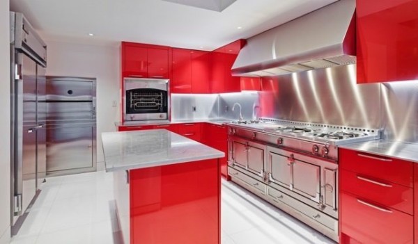 luxury red kitchen
