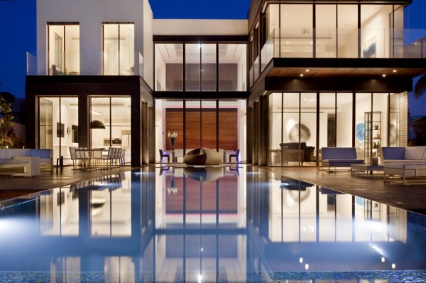 modern style villa pool