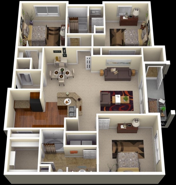 3 Bedroom Apartment House Plans Deezner