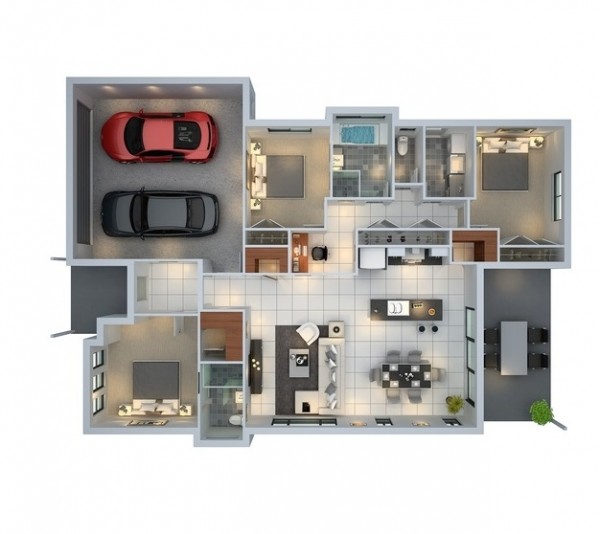 3 bedroom with parking space floor plan
