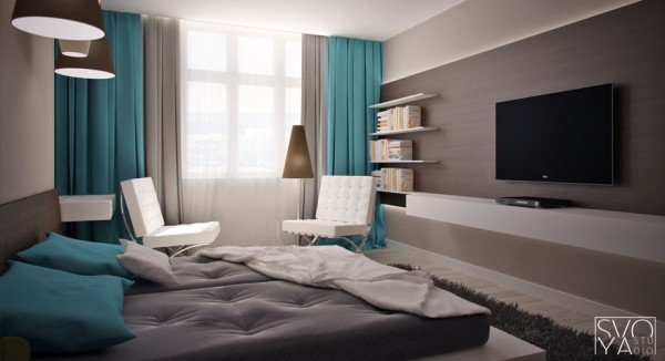 One accent colour in a room full of neutrals always looks harmonious.