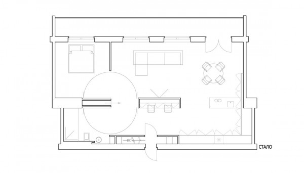 minimalist open apartment layout