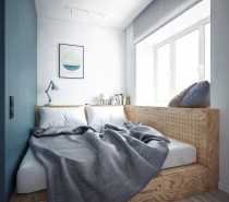 Plenty of light keep this cozy sleeping area from seeming too claustrophobic.