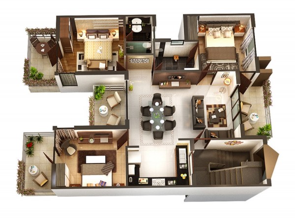 Designeer Paul 3 Bedroom Apartment House Plans