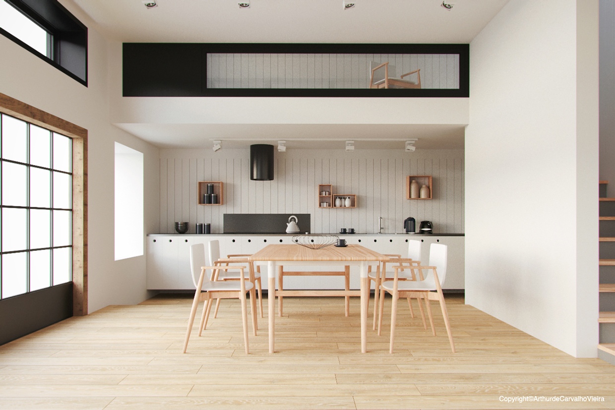 wood panelled dining room