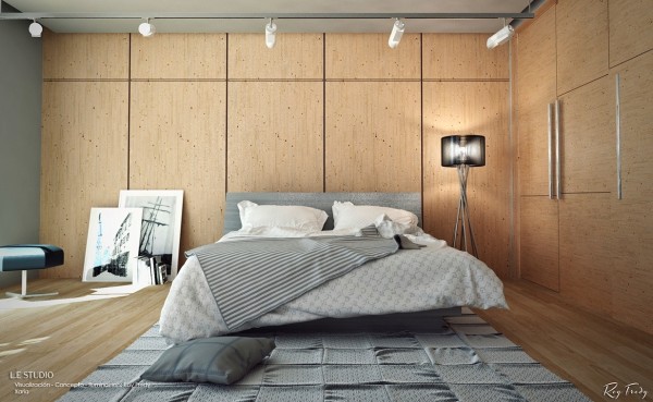 Khi một phòng ngủ bao gồm nhiều kết cấu, nó trở nên cởi mở hơn.  Với thảm mềm và chăn, kết hợp với những bức tường trơn tru và thiết bị chiếu sáng nghệ thuật dẻo dai phòng ngủ này cầu xin được chạm vào.
