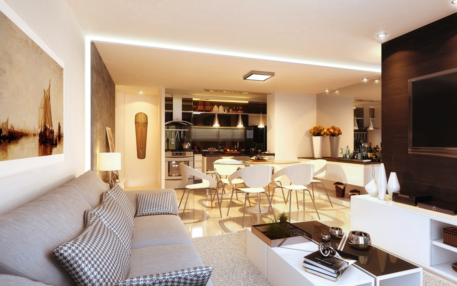open concept living room apartment