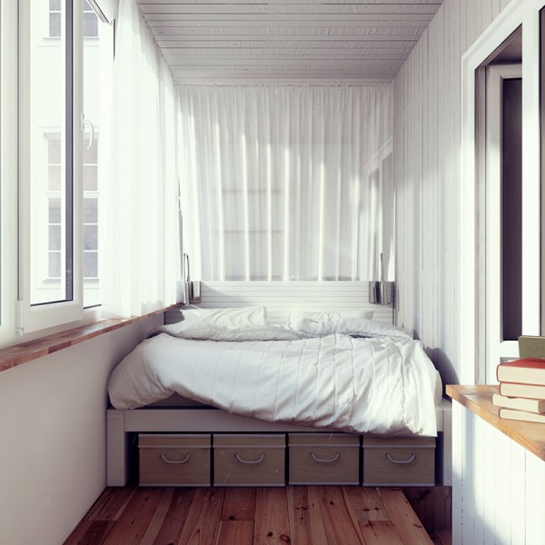 In contrast, the bedroom makes use of the clean and calming effects of white on white.