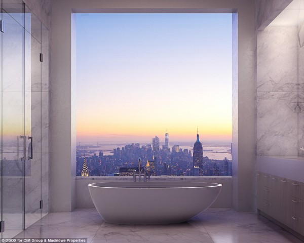 But it is really the views that are worth the price. With stunning 10 foot by 10 foot windows, residents can enjoy unmatched views of the city from every room. Even from the bath. Every condo sits about 365 feet, so while a penthouse view doesn't come with each unit, there are no sidewalk-level options, either.