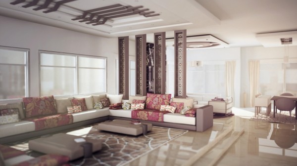 The floral patterns in this Moroccan space from designer Amine El Hammoumi give it a feminine bent.