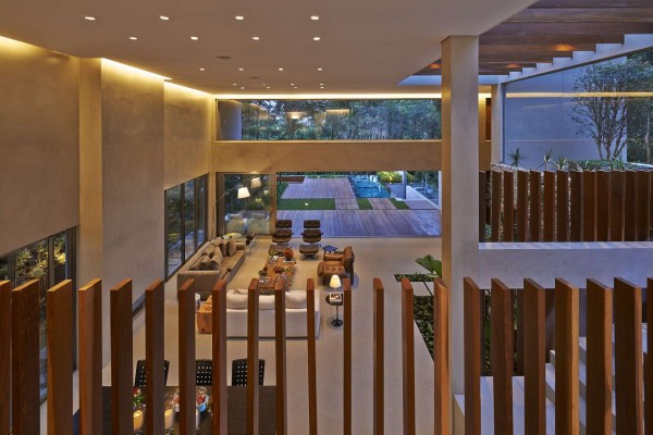 From the second floor, it is easy to see how open the living area, which includes the dining room as well, really is.