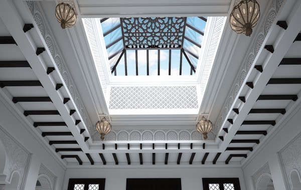This skylight is a more traditional example of the riad design.