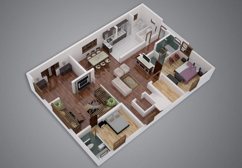 25 Two Bedroom House Apartment Floor Plans