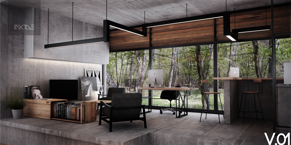 concrete-home-office | Interior Design Ideas