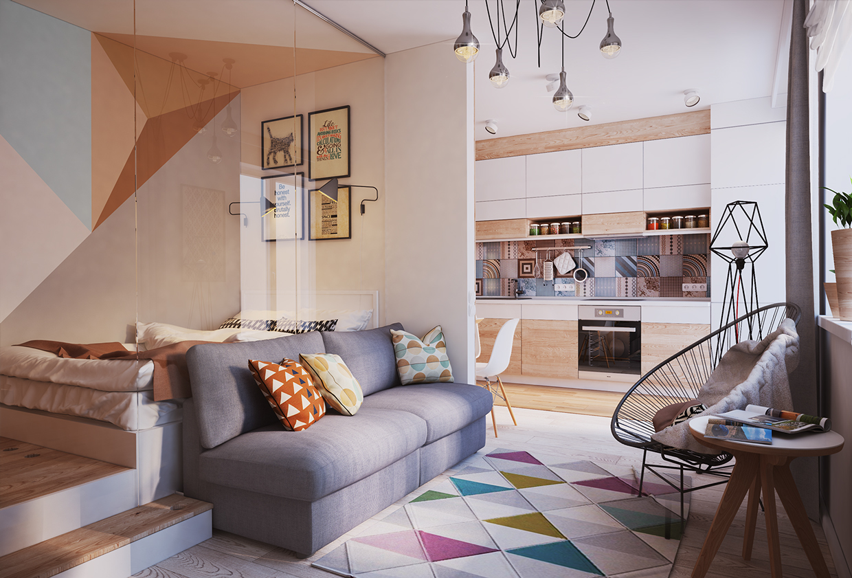 Living Small With Style: 2 Beautiful Small Apartment Plans Under ... - The home is only 40 square meters (430 square feet) but still manages to  have the requisite areas for a young, creative family.