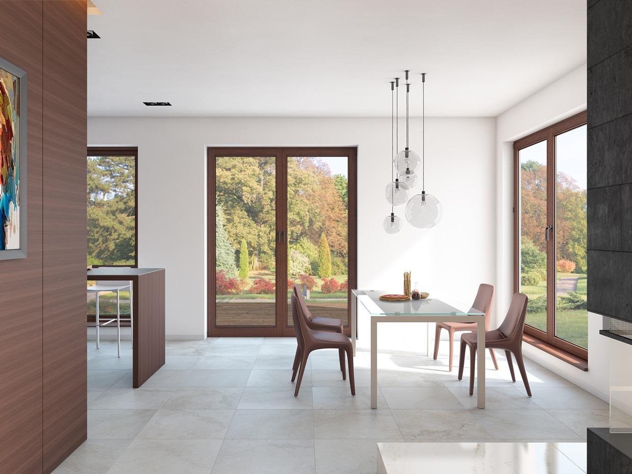 White Marble Flooring Interior Design Ideas